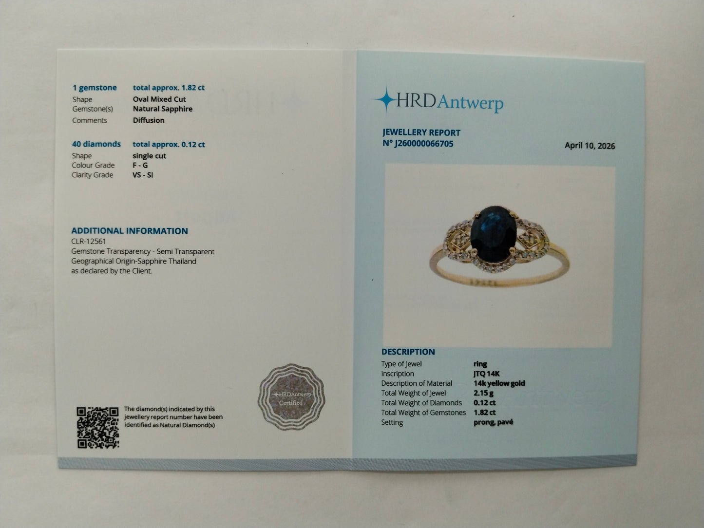 1.94 Ct Oval Mixed Cut Natural Sapphire 14K Gold Ring