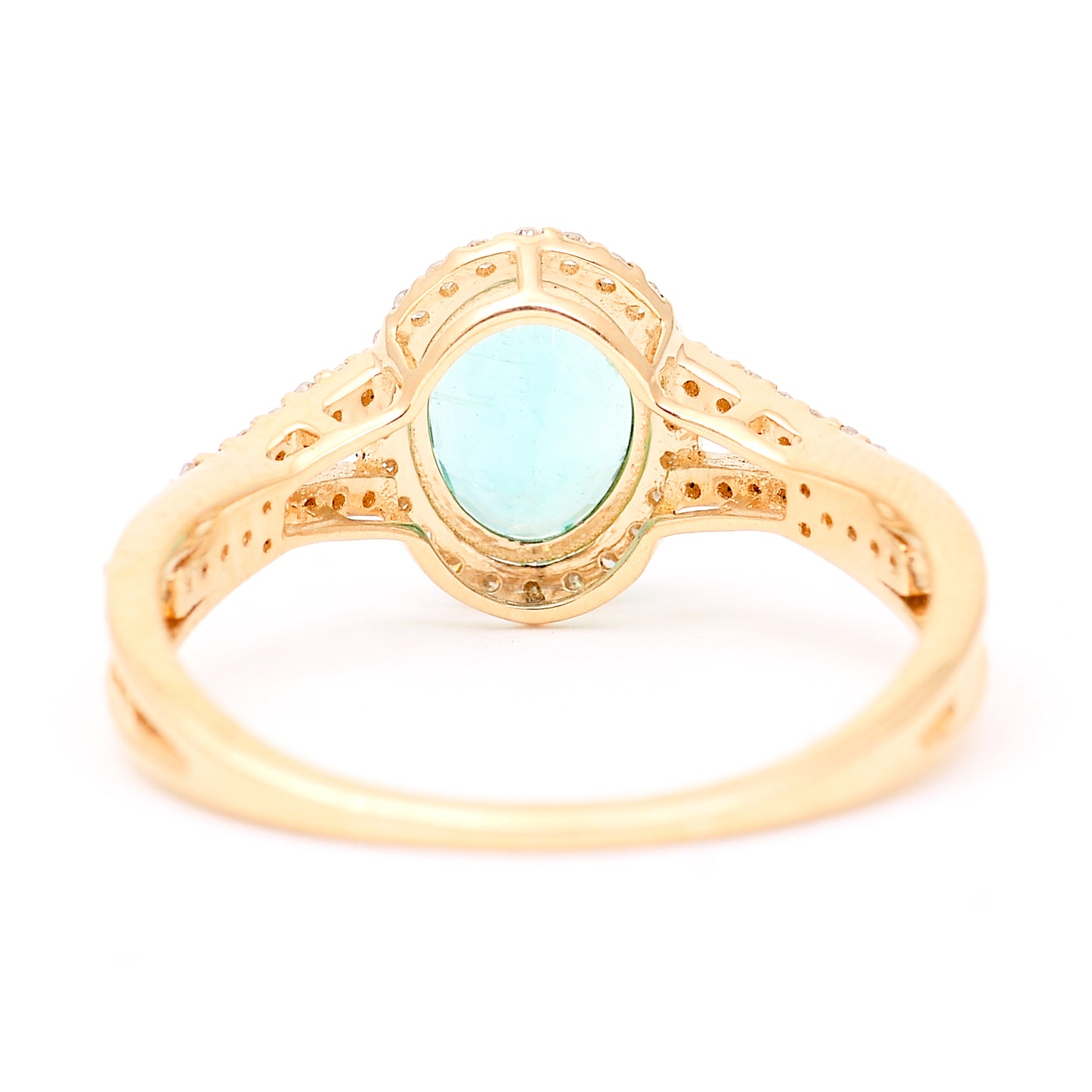 1.25 Ct Oval Mixed Cut Natural Emerald 14K Gold Ring