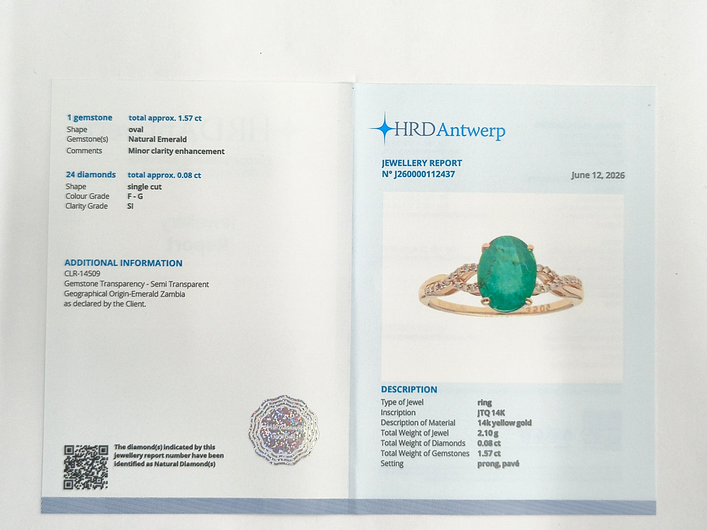 1.65 Ct Oval Natural Emerald 14K Gold Ring