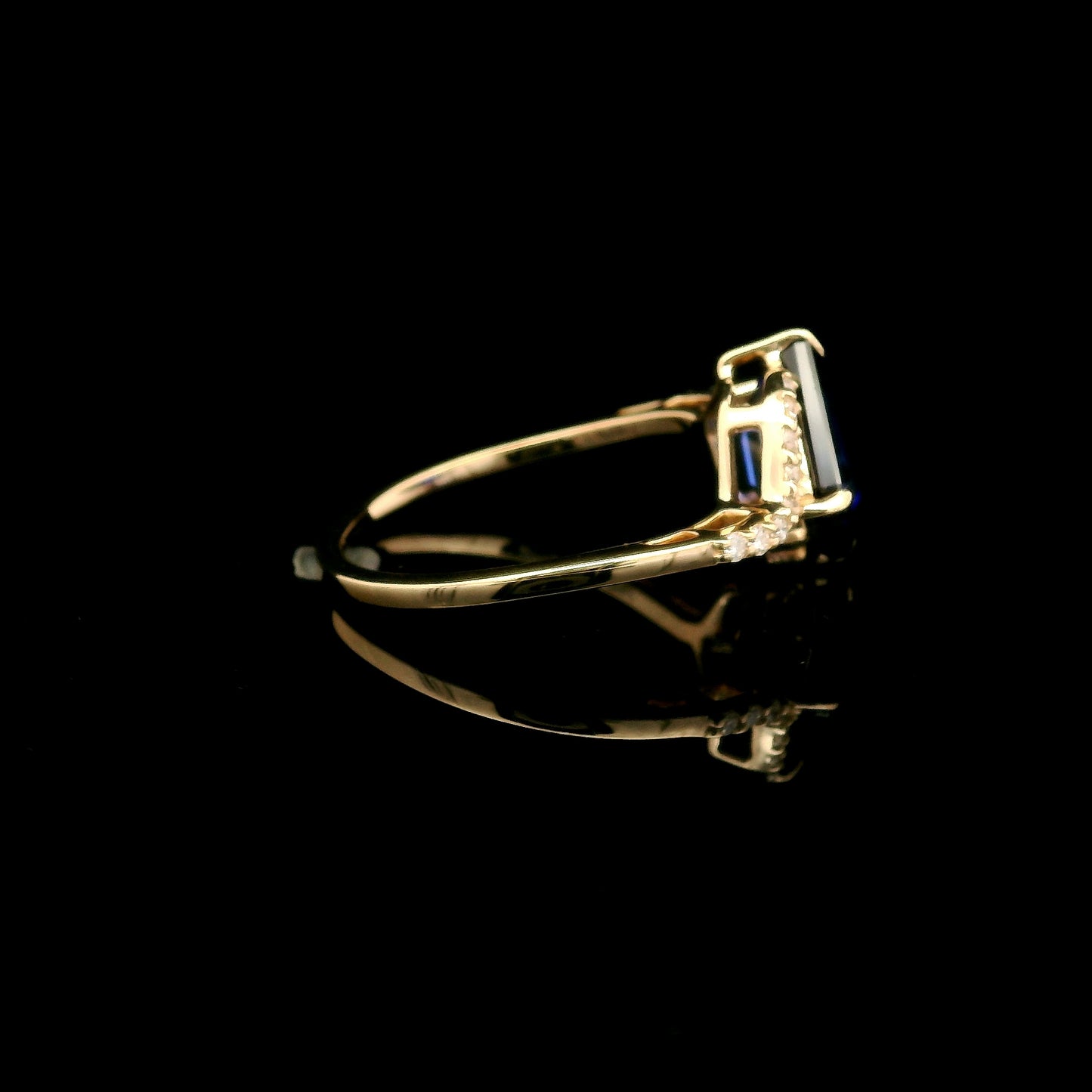 3.13 Ct Emerald Cut Lab Grown Sapphire 14K Gold Ring