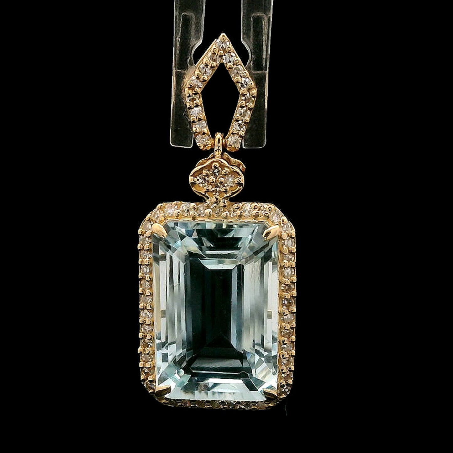 4.47 Ct Octagon Step Cut Natural Aquamarine 14K Gold Pendant