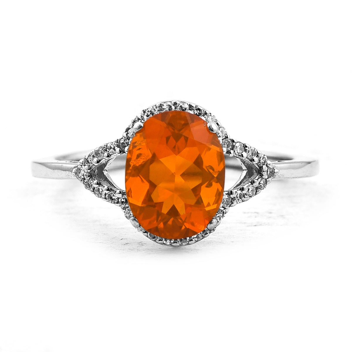 1.30 Ct Oval Mixed Cut Natural Fire Opal 950 Platinum Ring