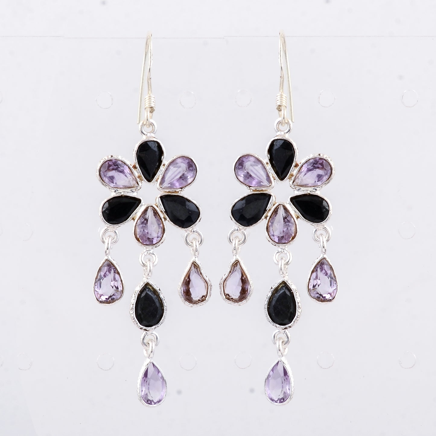 10.13 Ct Amethyst, Sapphire 925 Sterling Silver Earrings