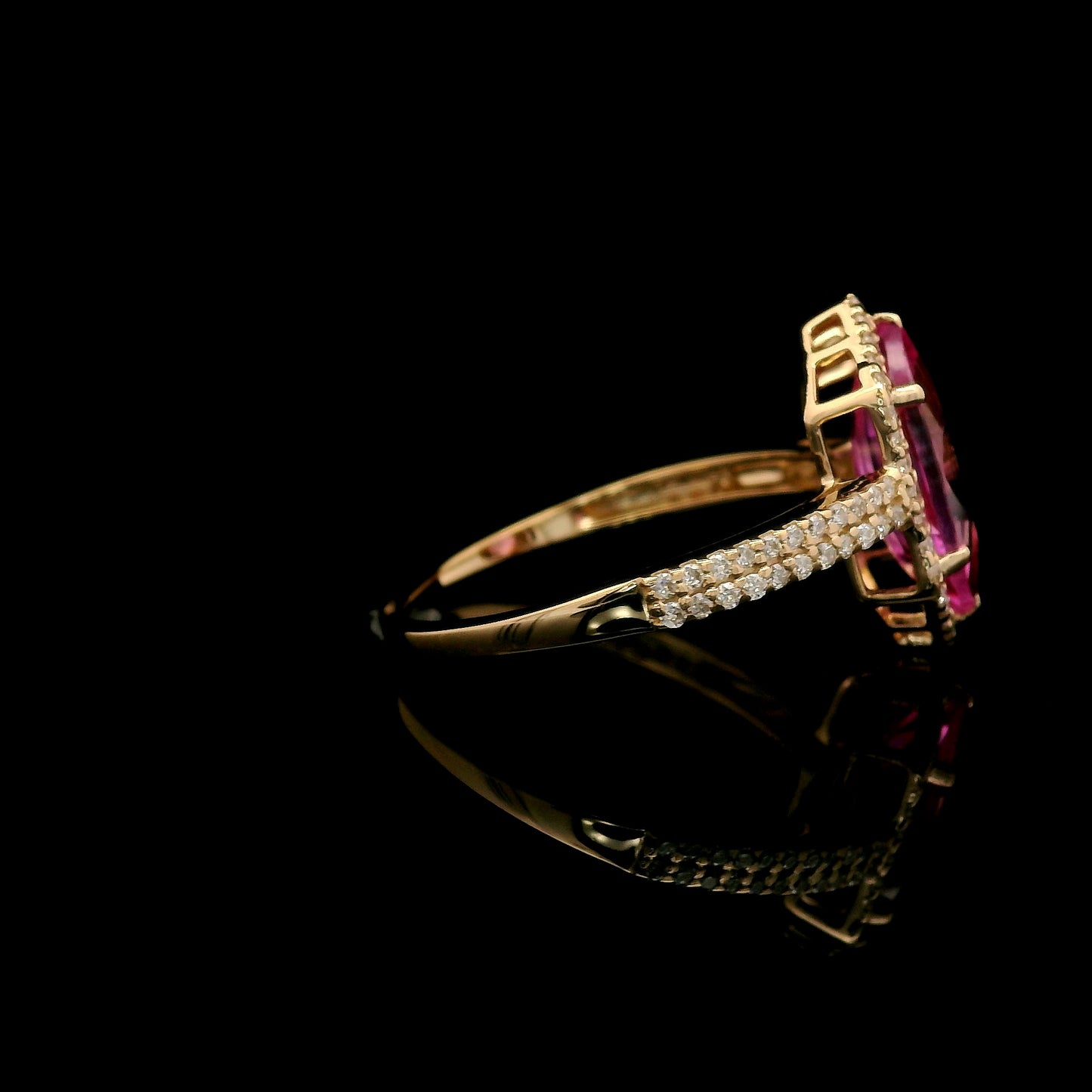2.40 Ct Marquise Mixed Cut Lab Grown Pink Sapphire 14K Gold Ring