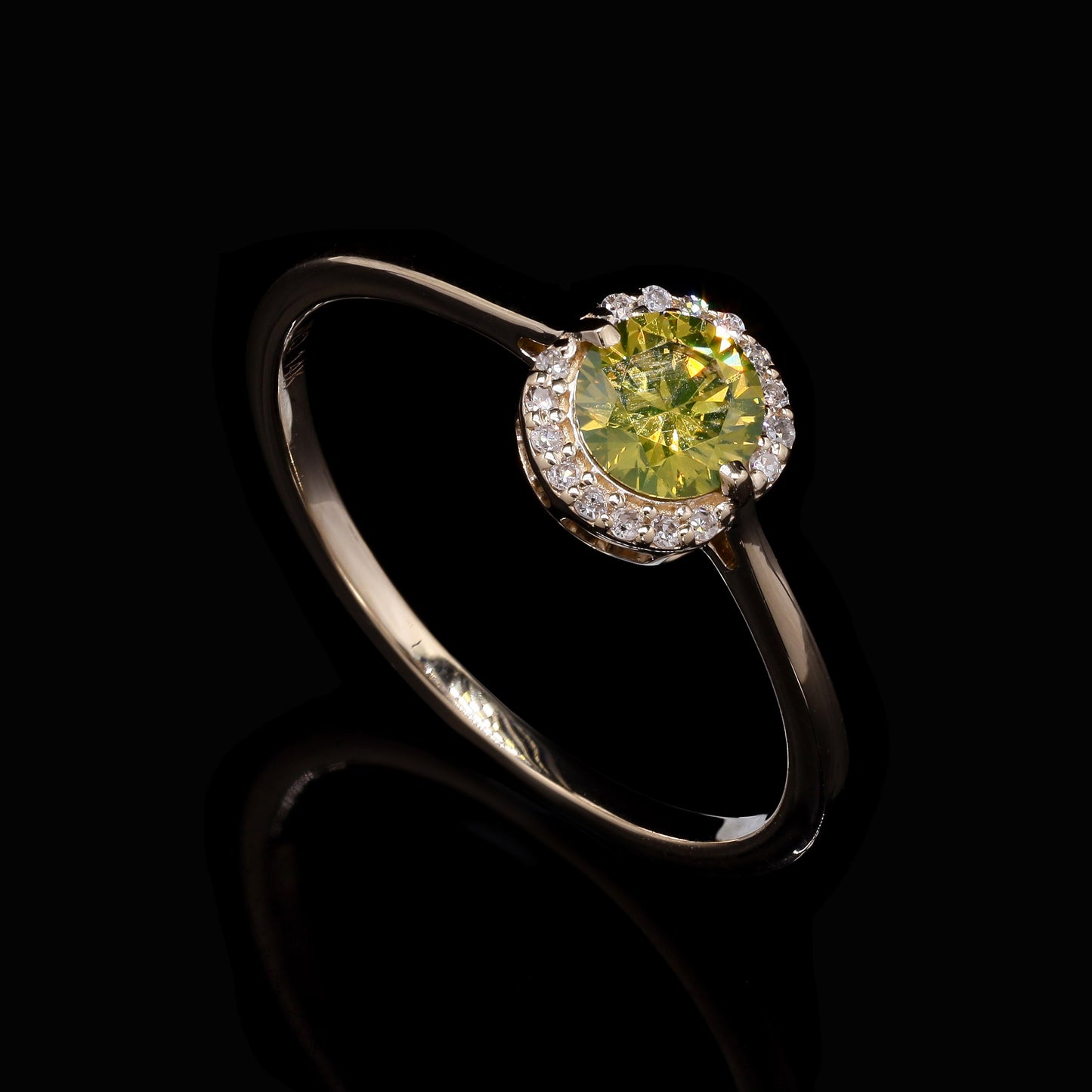 0.49 Ct Round Yellow Diamond 14K Gold Ring