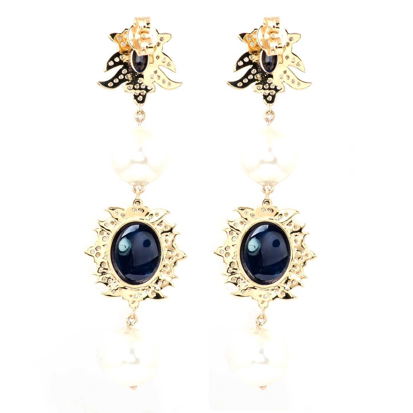 44.63 Ct Oval Sapphire 14K Gold Earrings