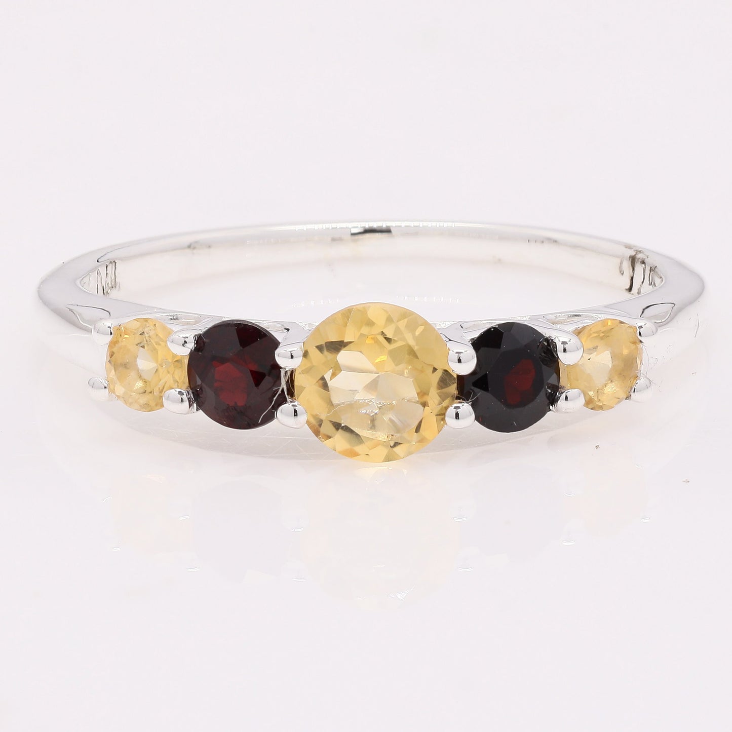 1.12 Ct Round Citrine 925 Silver Ring