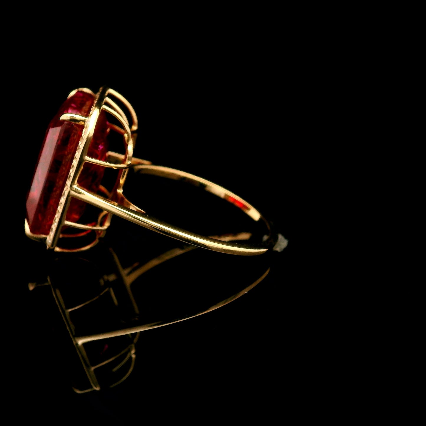 14.44 Ct Emerald Cut Lab Grown Ruby 14K Gold Ring