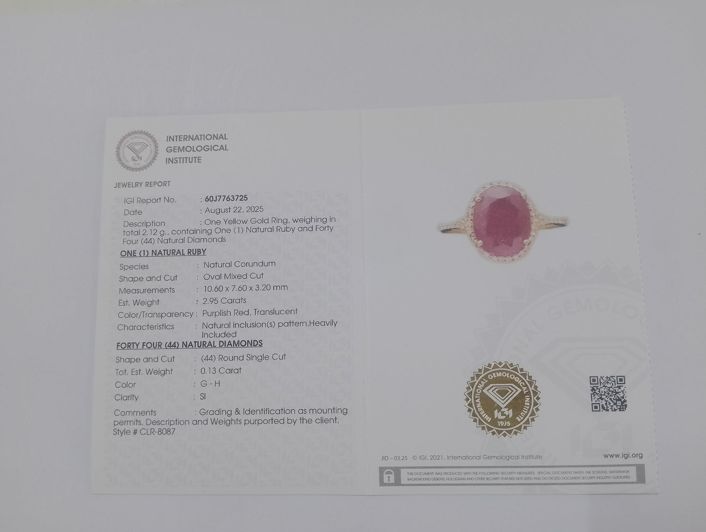 3.08 Ct Oval Mixed Cut Natural Corundum Ruby 14K Gold Ring