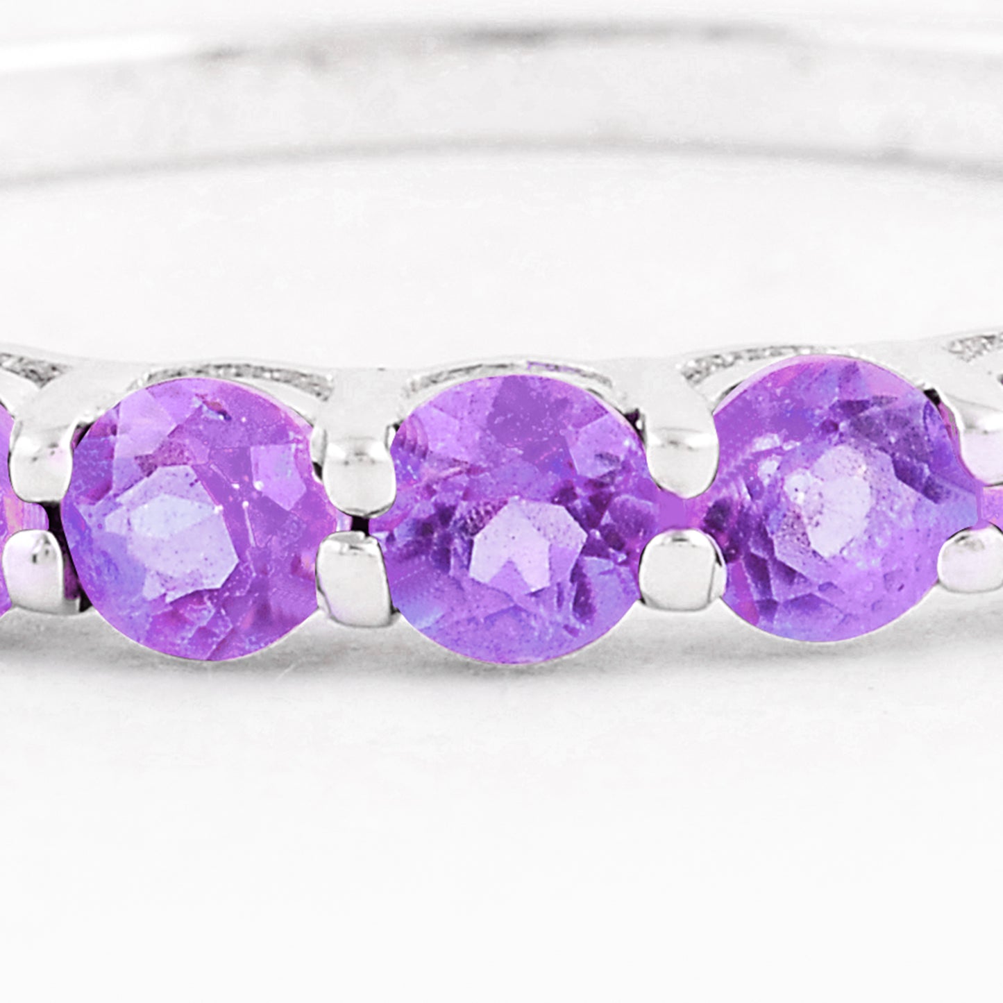 0.68 Ct Round Amethyst, 925 Sterling Silver Ring