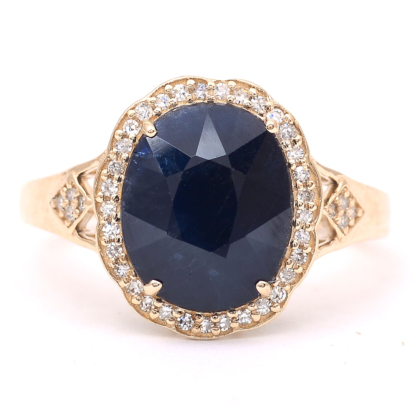 4.79 Ct Oval Mixed Cut Natural Sapphire 14K Gold Ring