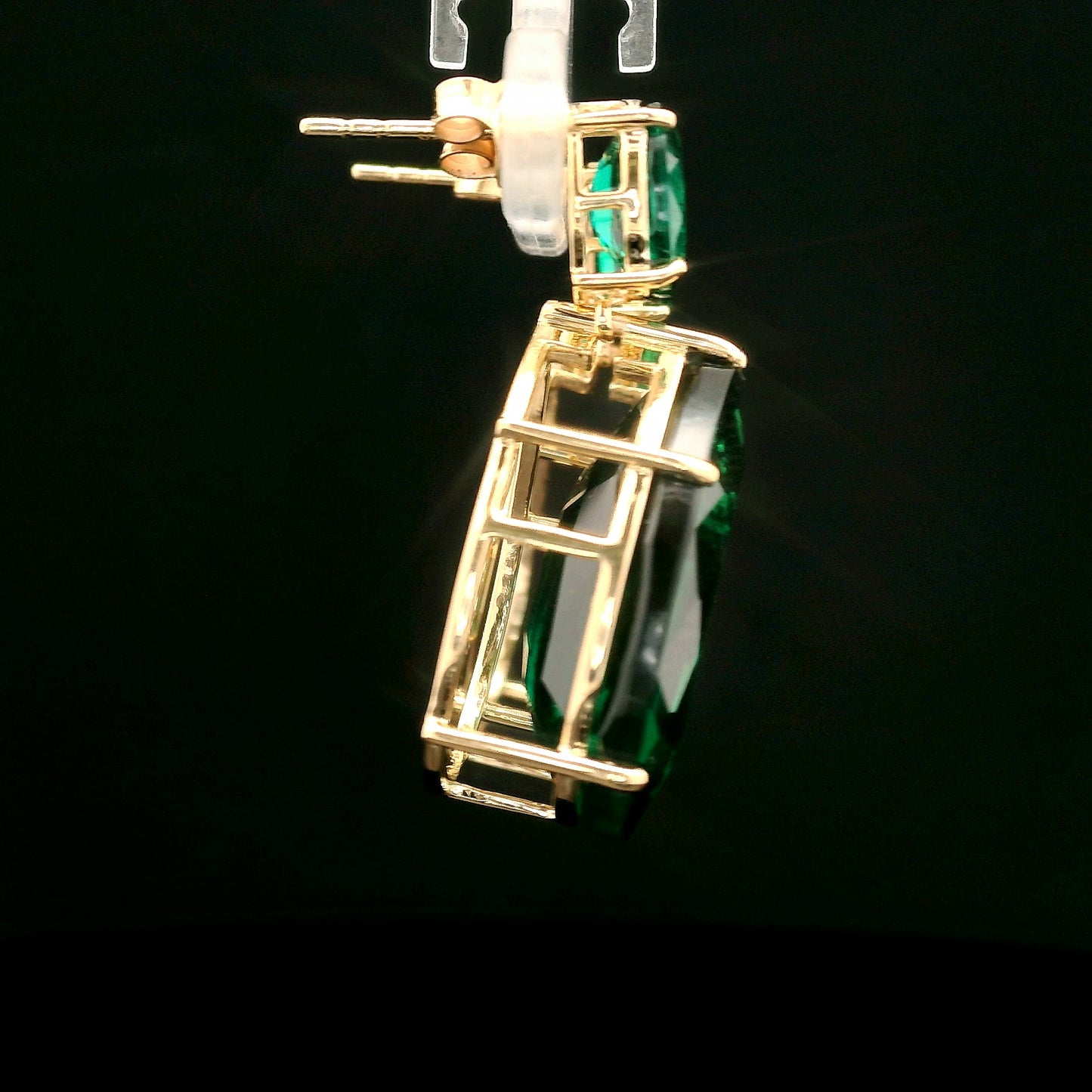 25.12 Ct Fancy Mixed Cut Lab Grown Emerald 14K Gold Earrings