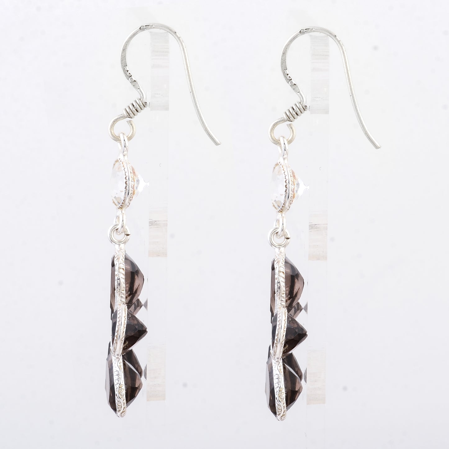 12.05 Ct Smoky Quartz 925 Sterling Silver Earrings