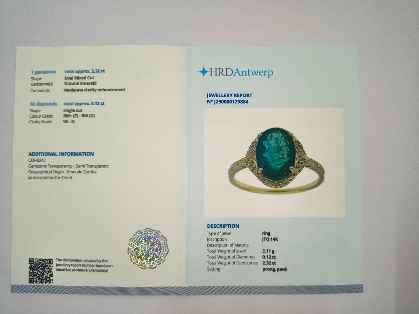 2.44 Ct Oval Natural Emerald 14K Gold Ring