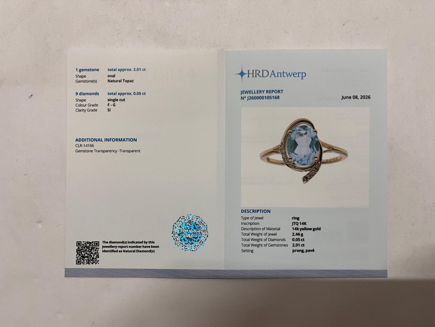 2.06 Ct Oval Mixed Cut Natural Topaz 14K Gold Ring