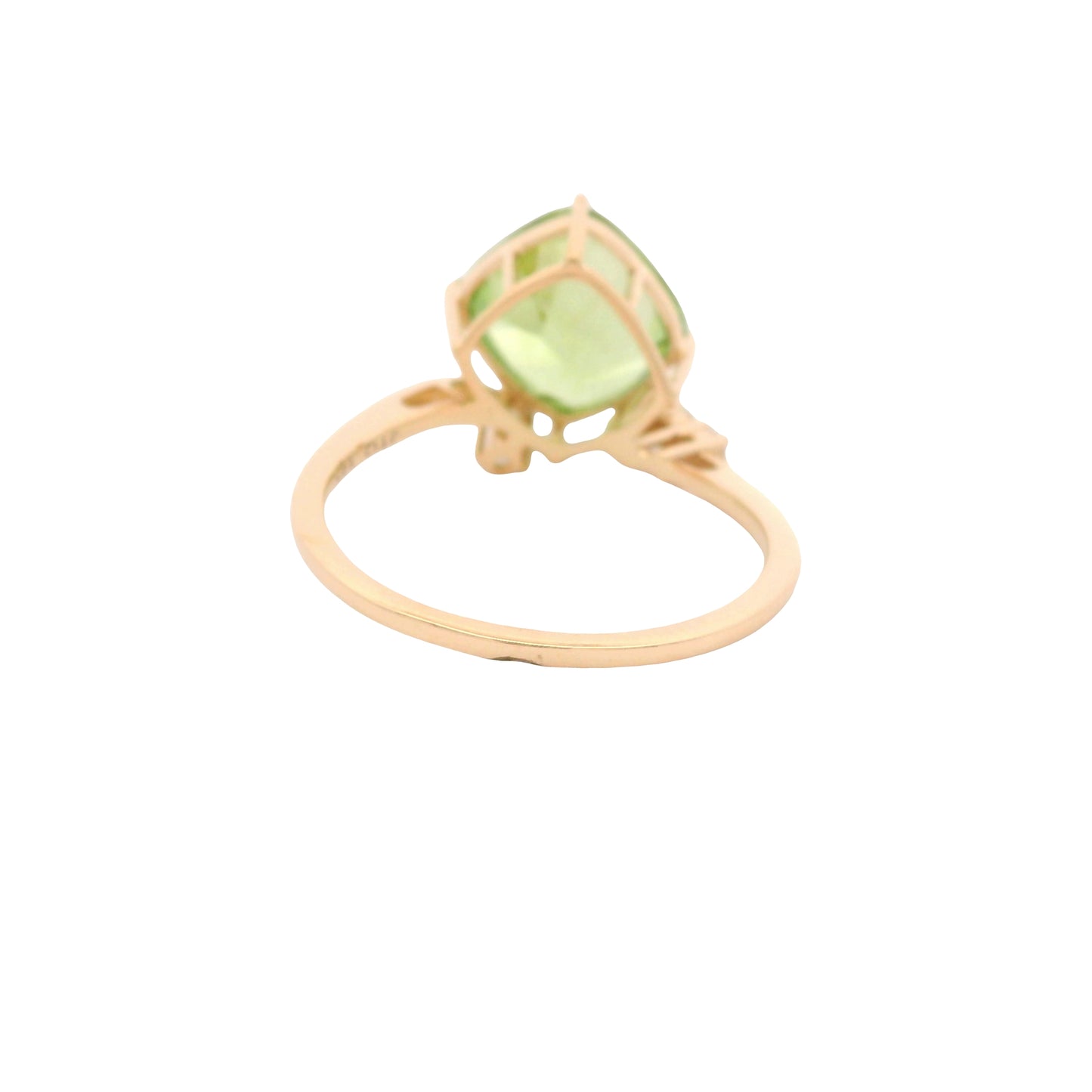 3.55 Ct Cushion Peridot 14K Gold Ring