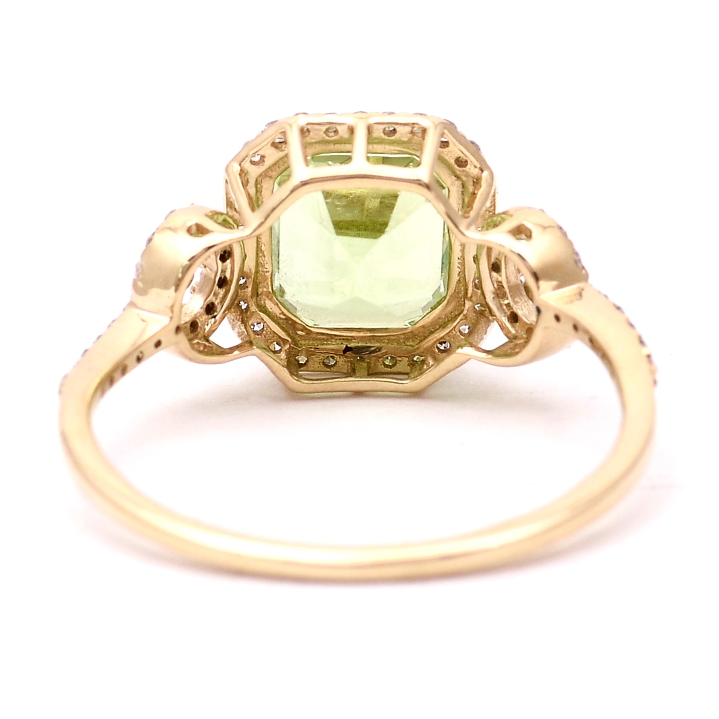 2.54 Ct Octagon Natural Eridot 14K Gold Ring