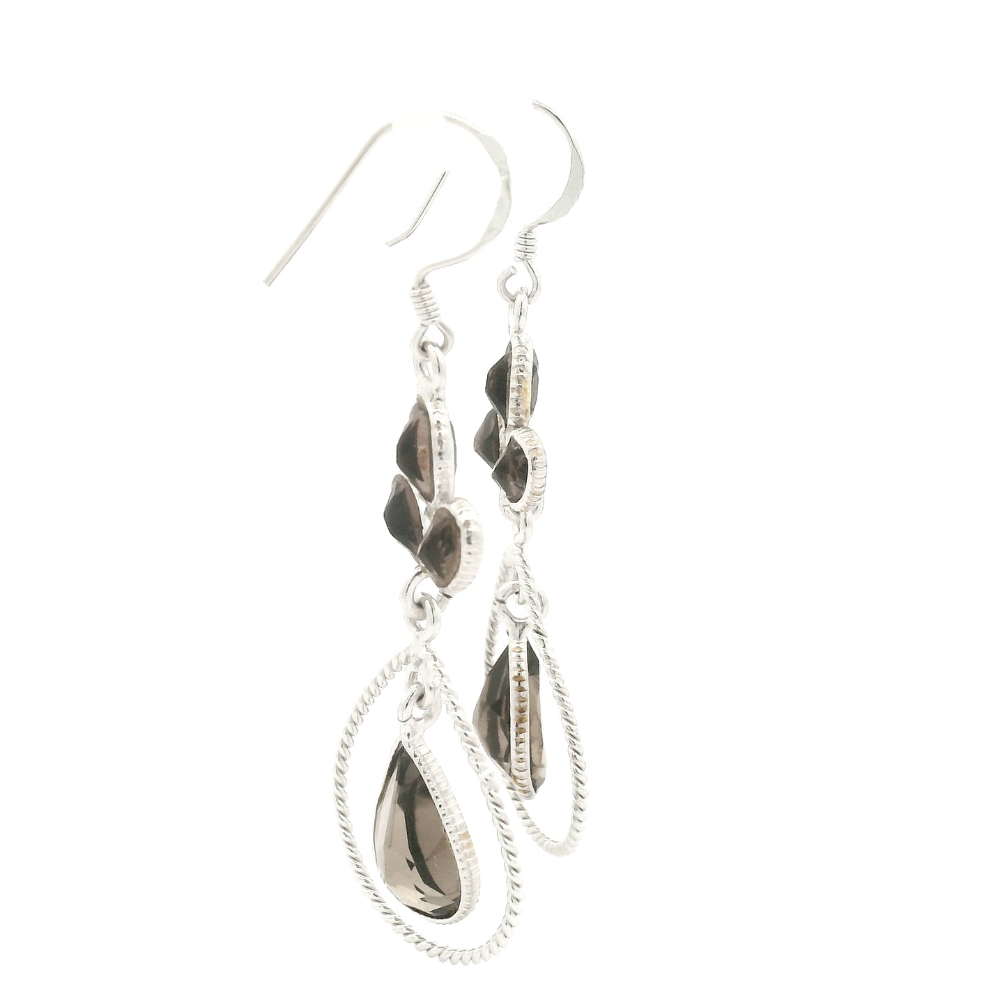 10.45 Ct Smoky Quartz 925 Sterling Silver Earrings