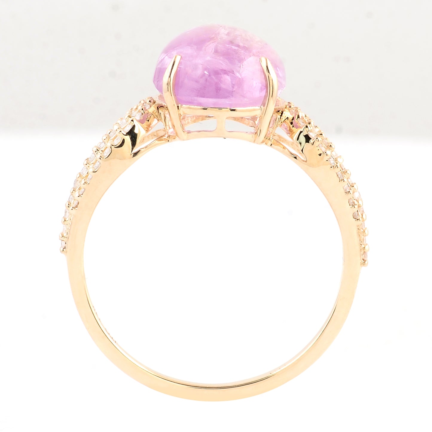 6.19 Ct Oval Cabochon Natural Corundum Pink Sapphire 14K Gold Ring