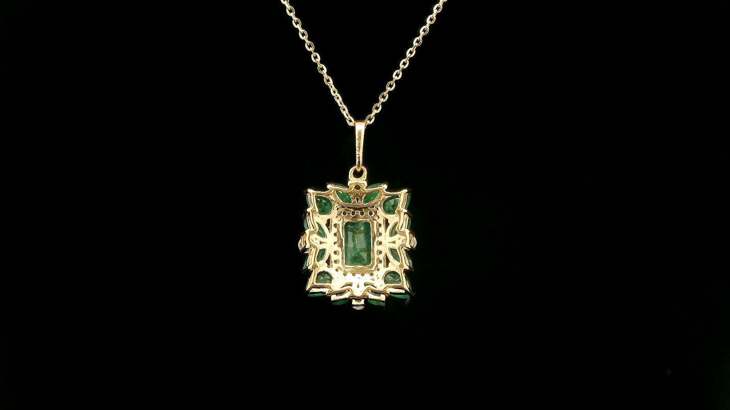 1.85 Ct Octagon Emerald 14K Gold Pendant