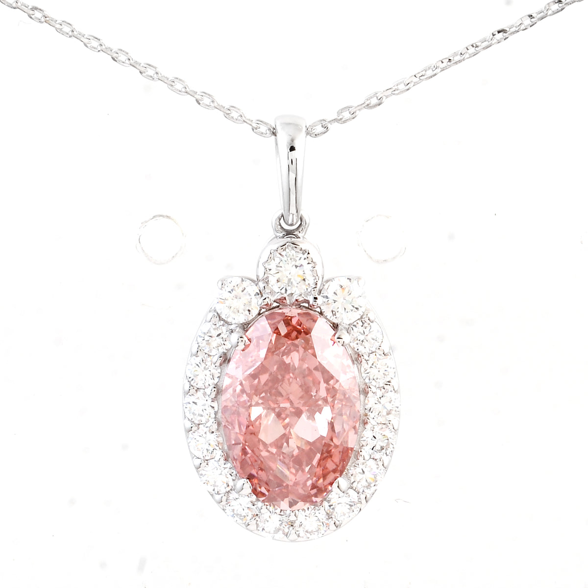 3.54 Carats Pink Lab Grown Diamond 14K Gold Pendant