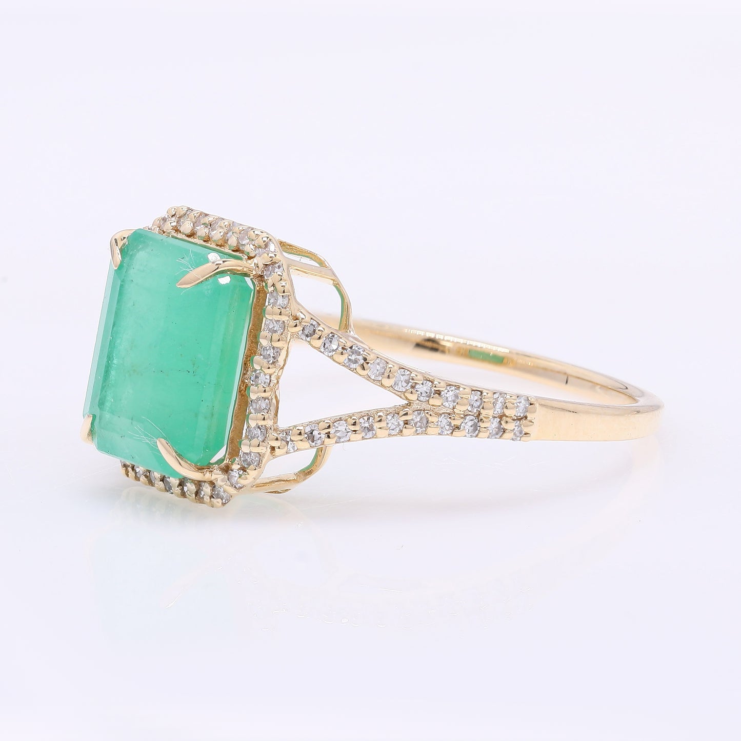 3.07 Ct Octagon Step Cut Natural Emerald 14K Gold Ring
