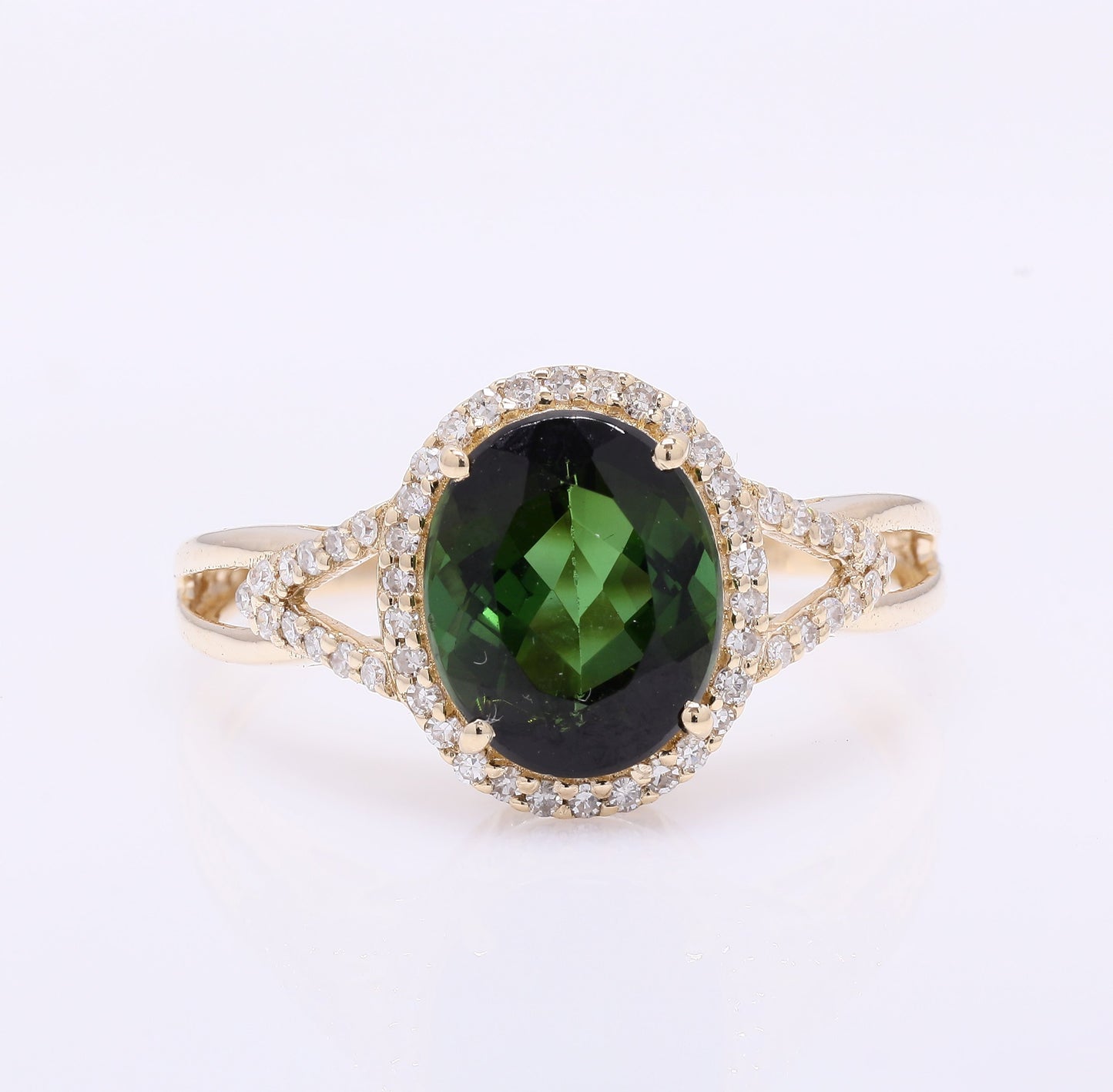 2.36 Ct Oval Mixed Cut Natural Tourmaline 14K Gold Ring