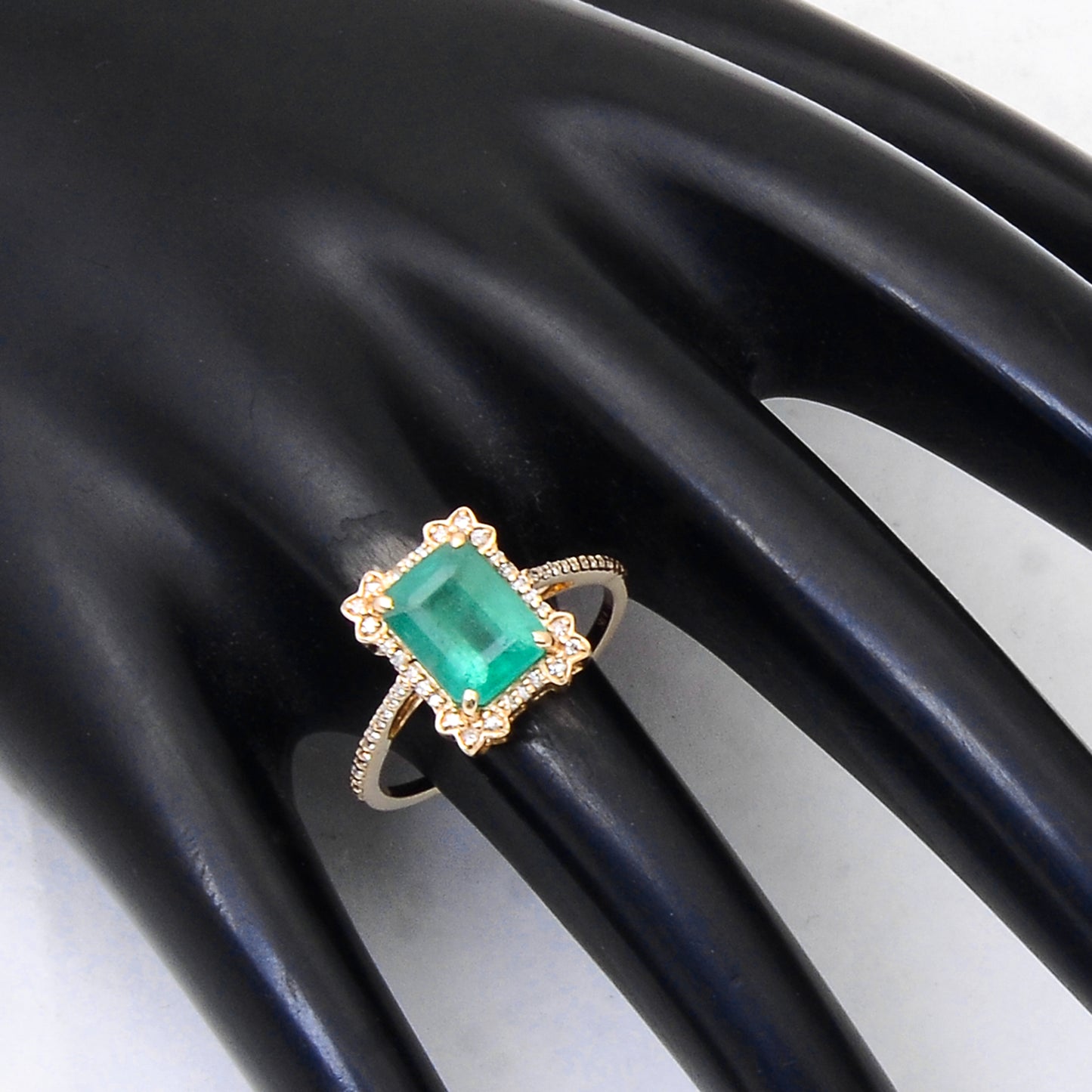 2.26 Ct Octagon Step Cut Natural Emerald 14K Gold Ring