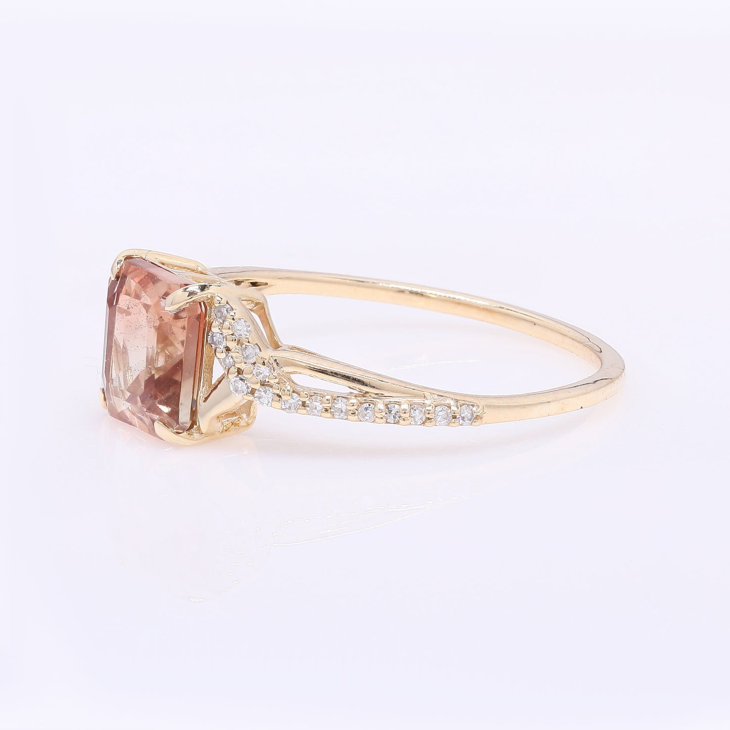 1.37 Ct Octagon Step Cut Natural Sunstone 14K Gold Ring