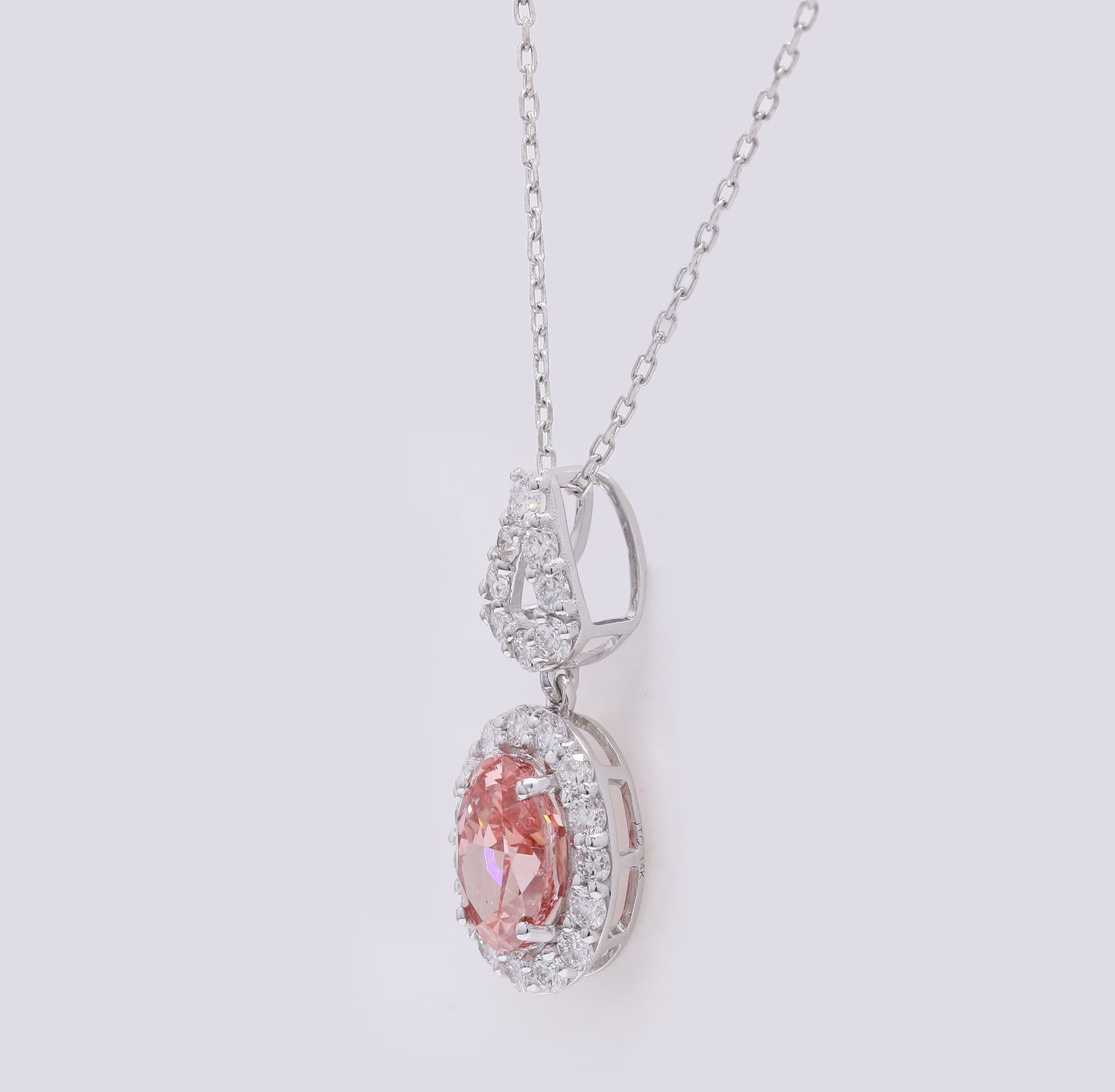 2.13 Carats Fancy Intense Pink Lab Grown Diamond 14K Gold Pendant