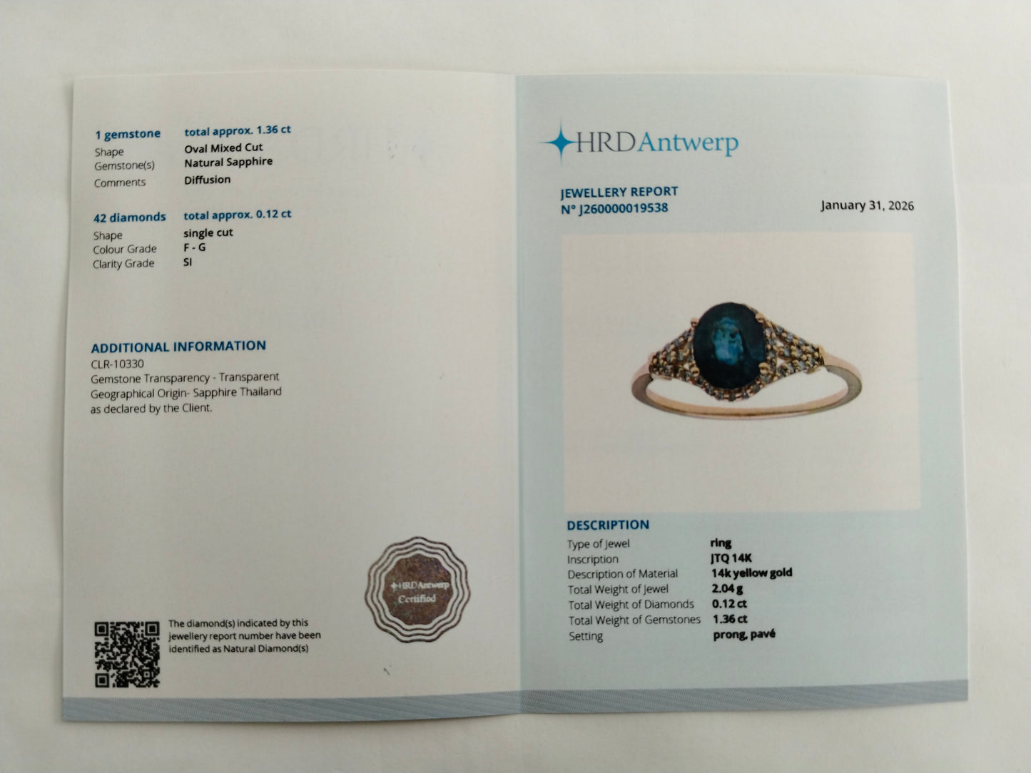 1.48 Ct Oval Mixed Cut Natural Sapphire 14K Gold Ring