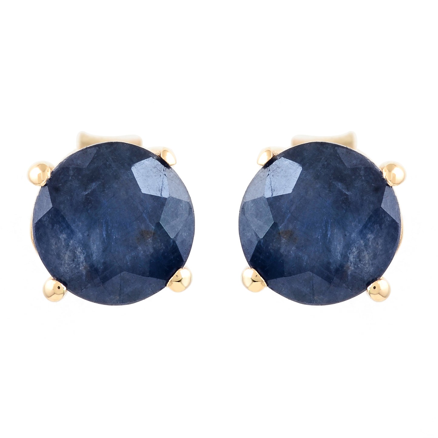 3.04 Ct Round Sapphire 14K Gold Earrings