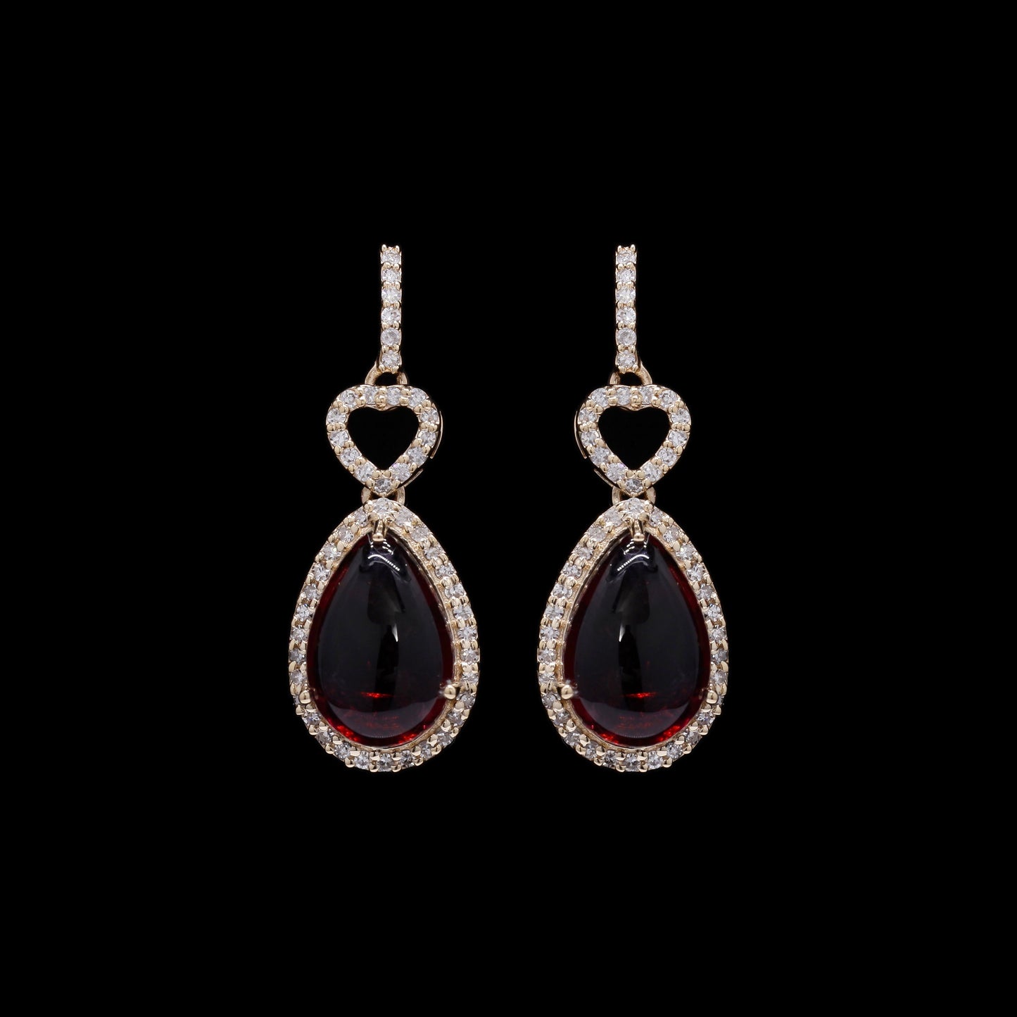 5.50 Ct Pear Cabochon Natural Rubellite 14K Gold Earrings