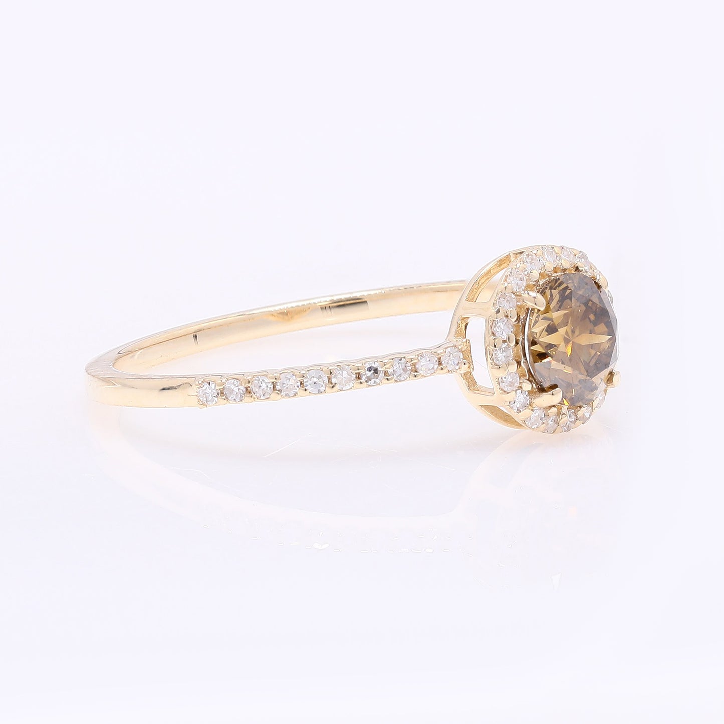 0.63 Ct Round Red Diamond 14K Gold Ring