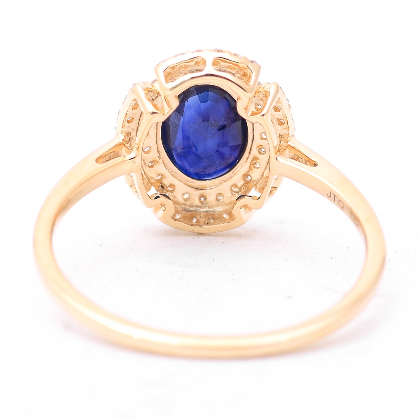 1.29 Ct Oval Mixed Cut Natural Sapphire 14K Gold Ring