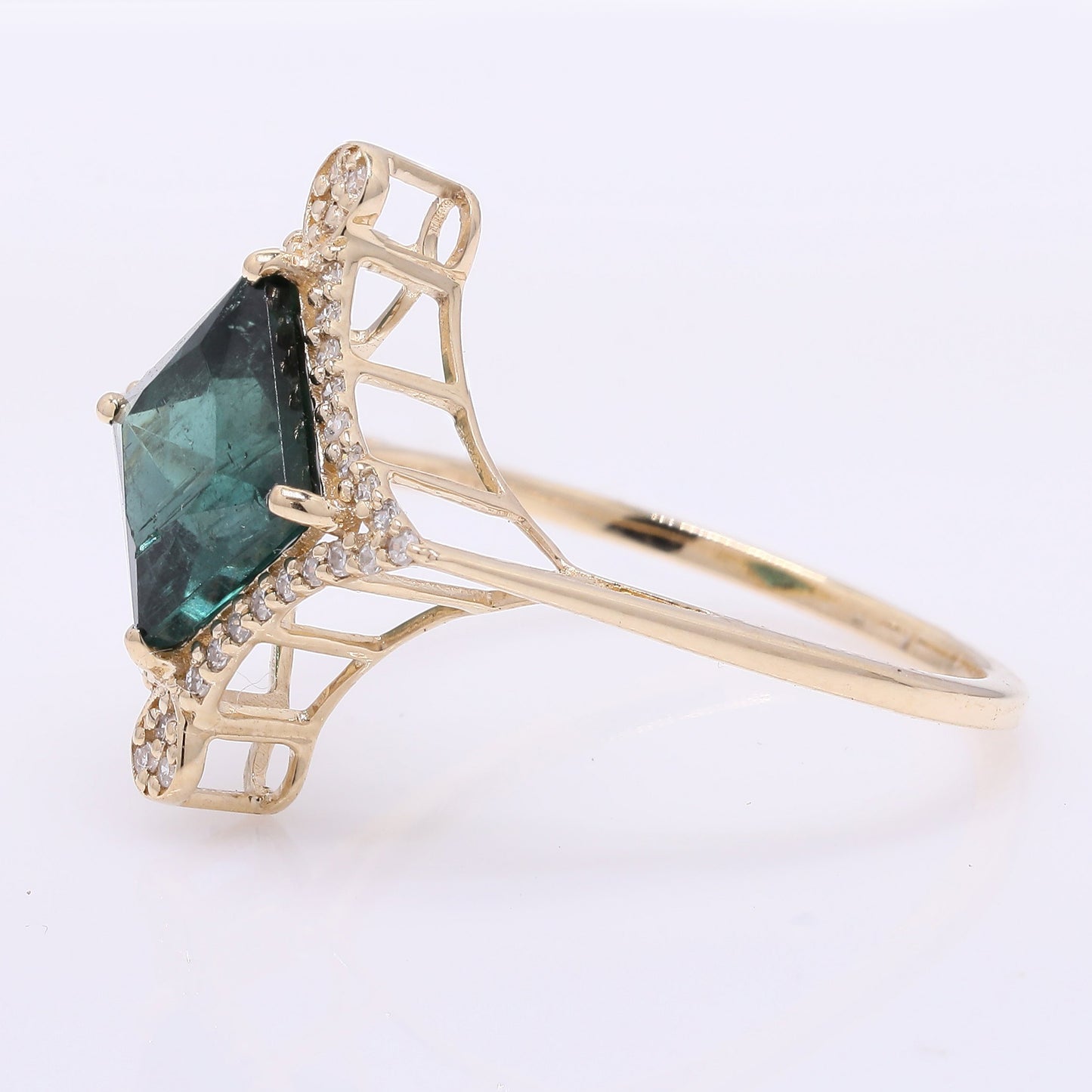 2.15 Ct Square Step Cut Natural Tourmaline 14K Gold Ring