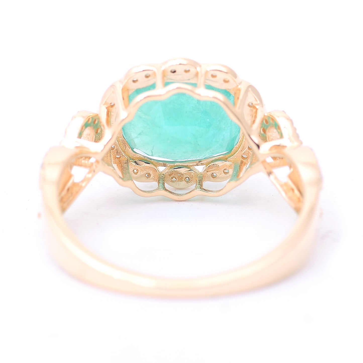 2.91 Ct Oval Mixed Cut Natural Emerald 14K Gold Ring