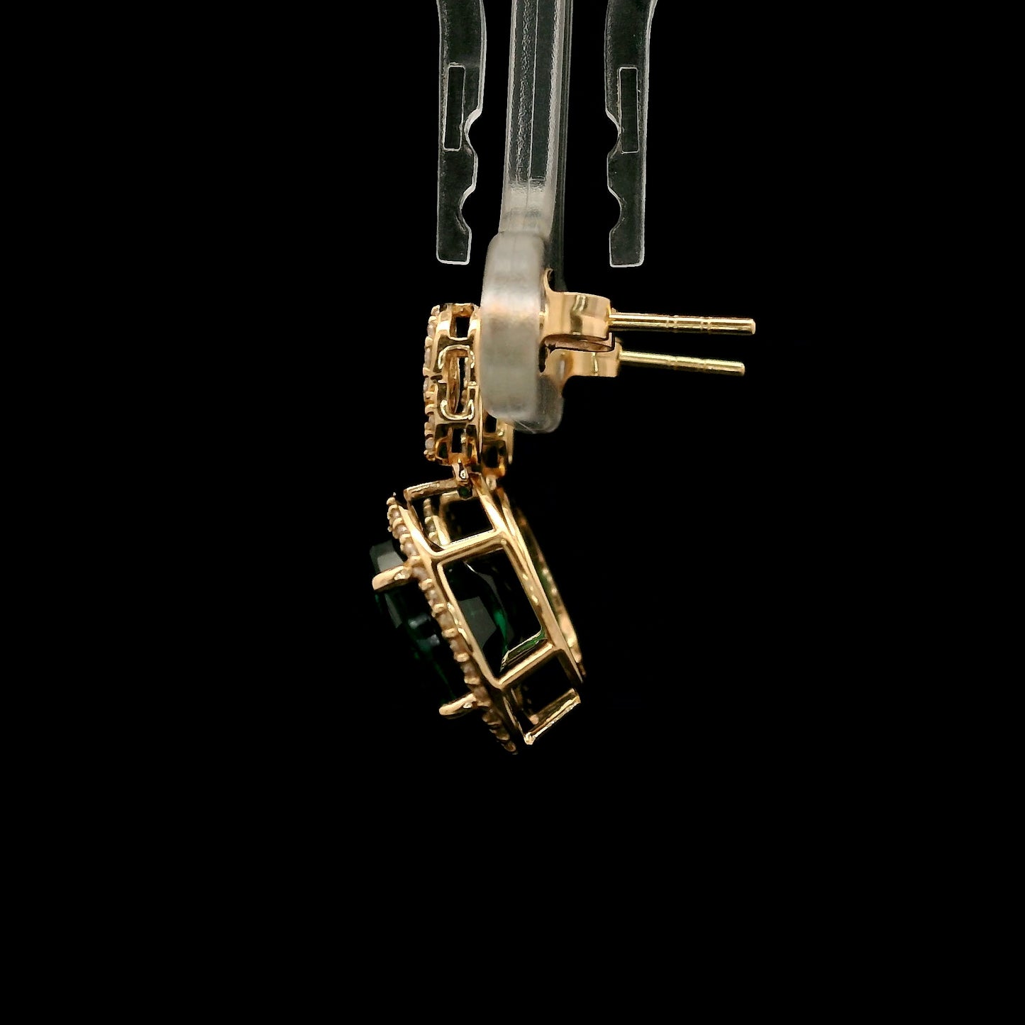 5.41 Ct Oval Mixed Cut Lab Grown Emerald 14K Gold Earrings