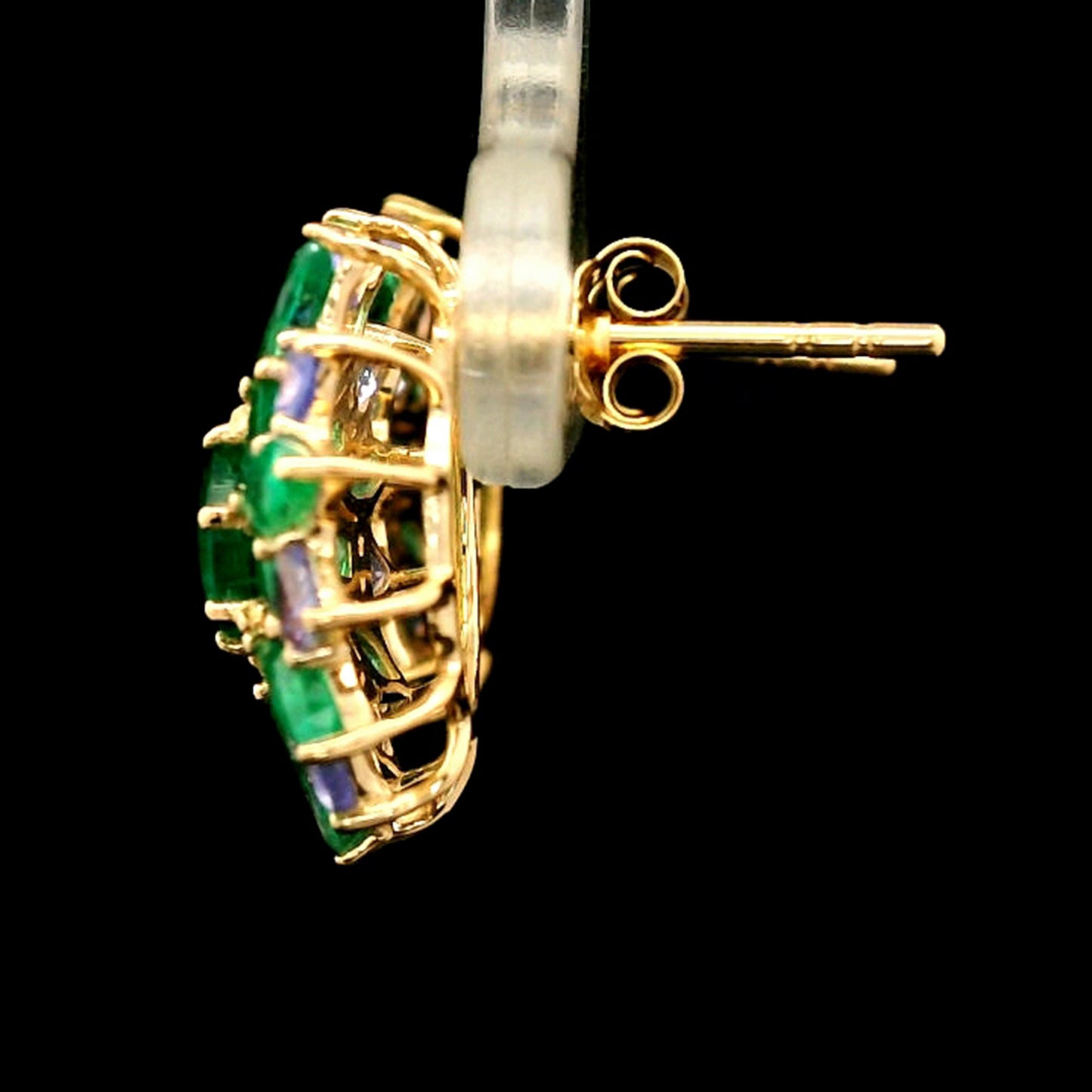 3.19 Ct Round Emerald 14K Gold Earrings