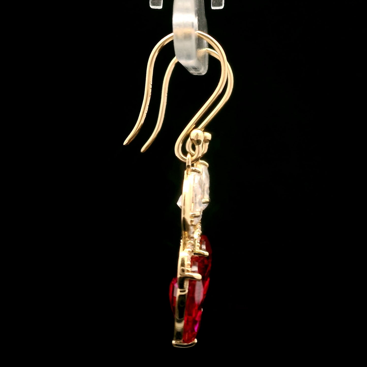 5.41 Ct Pear Mixed Cut Lab Grown Ruby 14K Gold Earrings