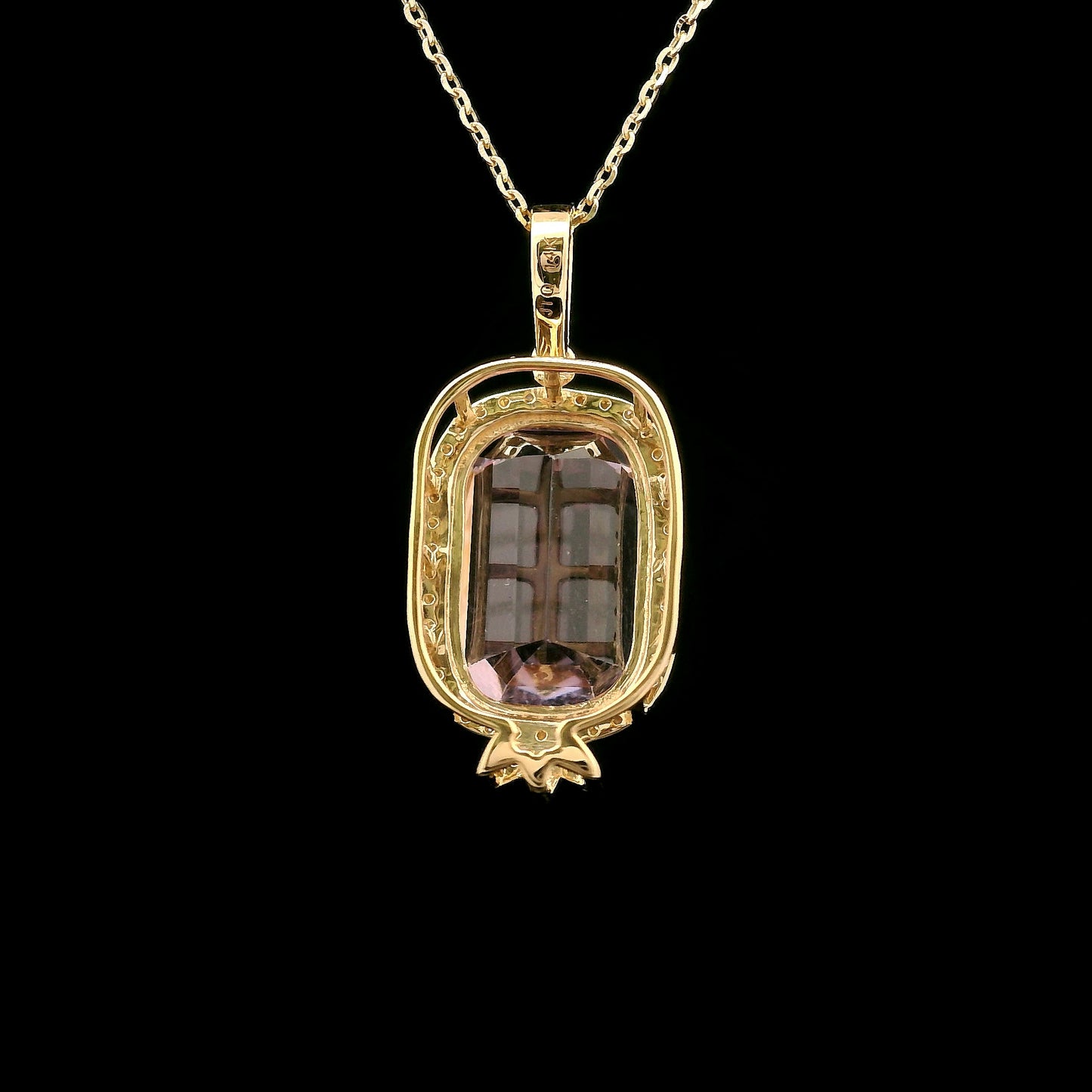 8.32 Ct Cushion Kunzite 14K Gold Pendant