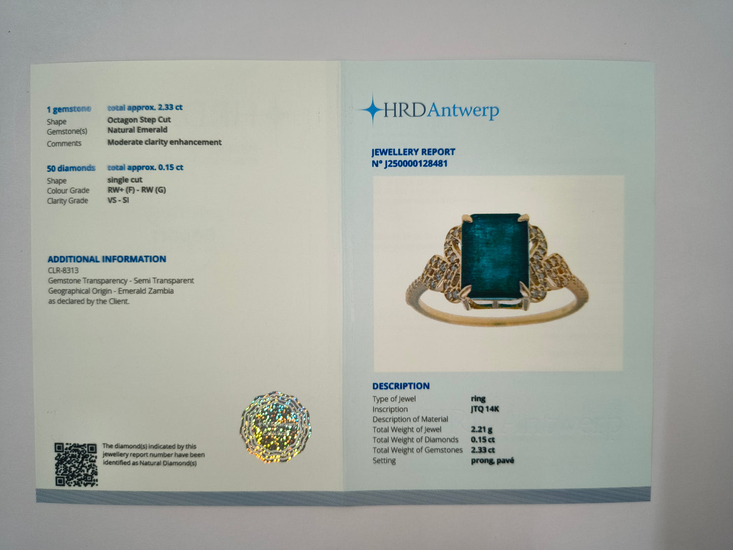 2.48 Ct Octagon Natural Emerald 14K Gold Ring