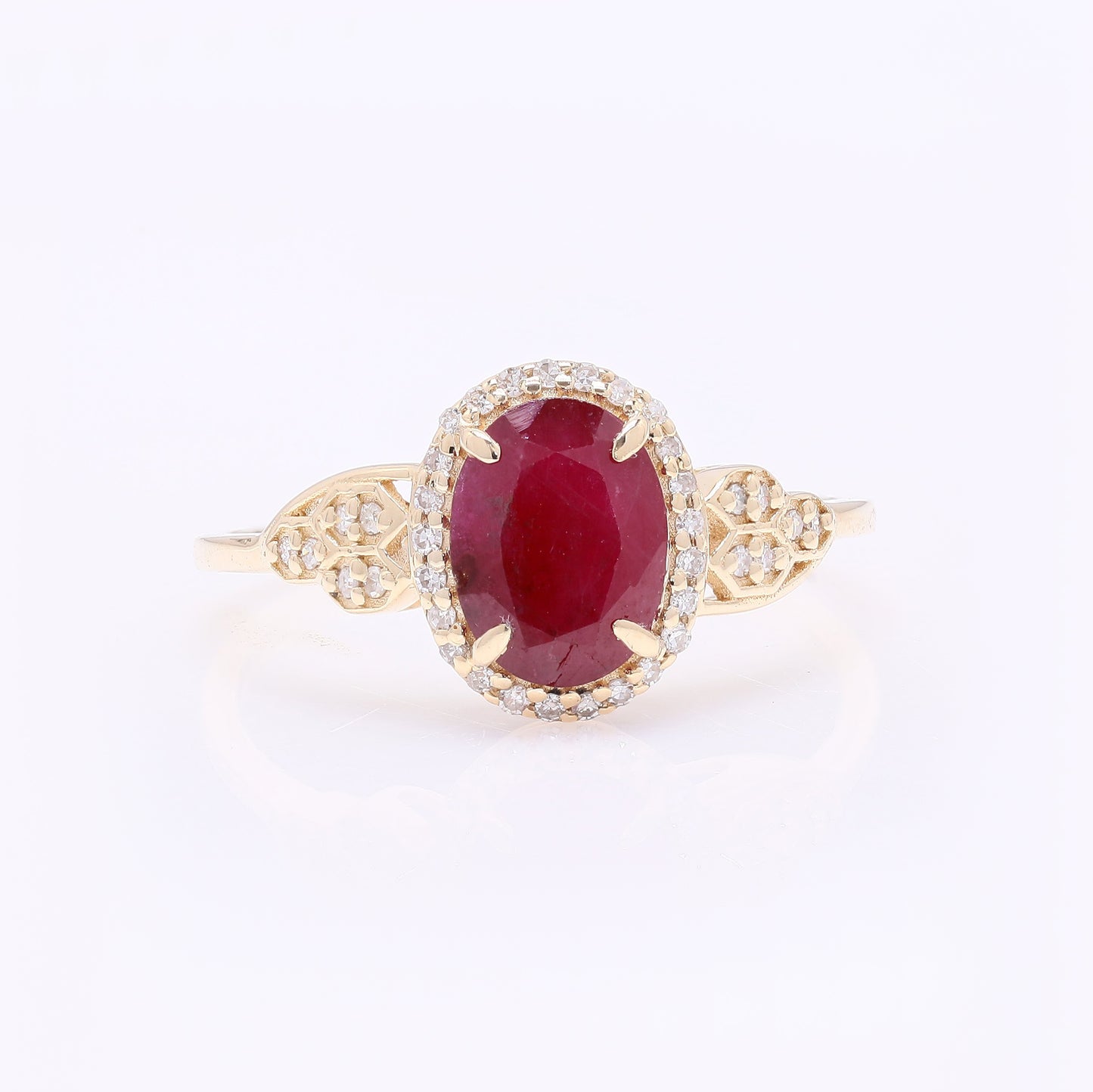 1.81 Ct Oval Mixed Cut Natural Ruby 14K Gold Ring