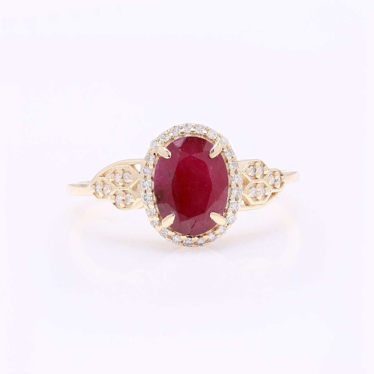 1.81 Ct Oval Mixed Cut Natural Ruby 14K Gold Ring
