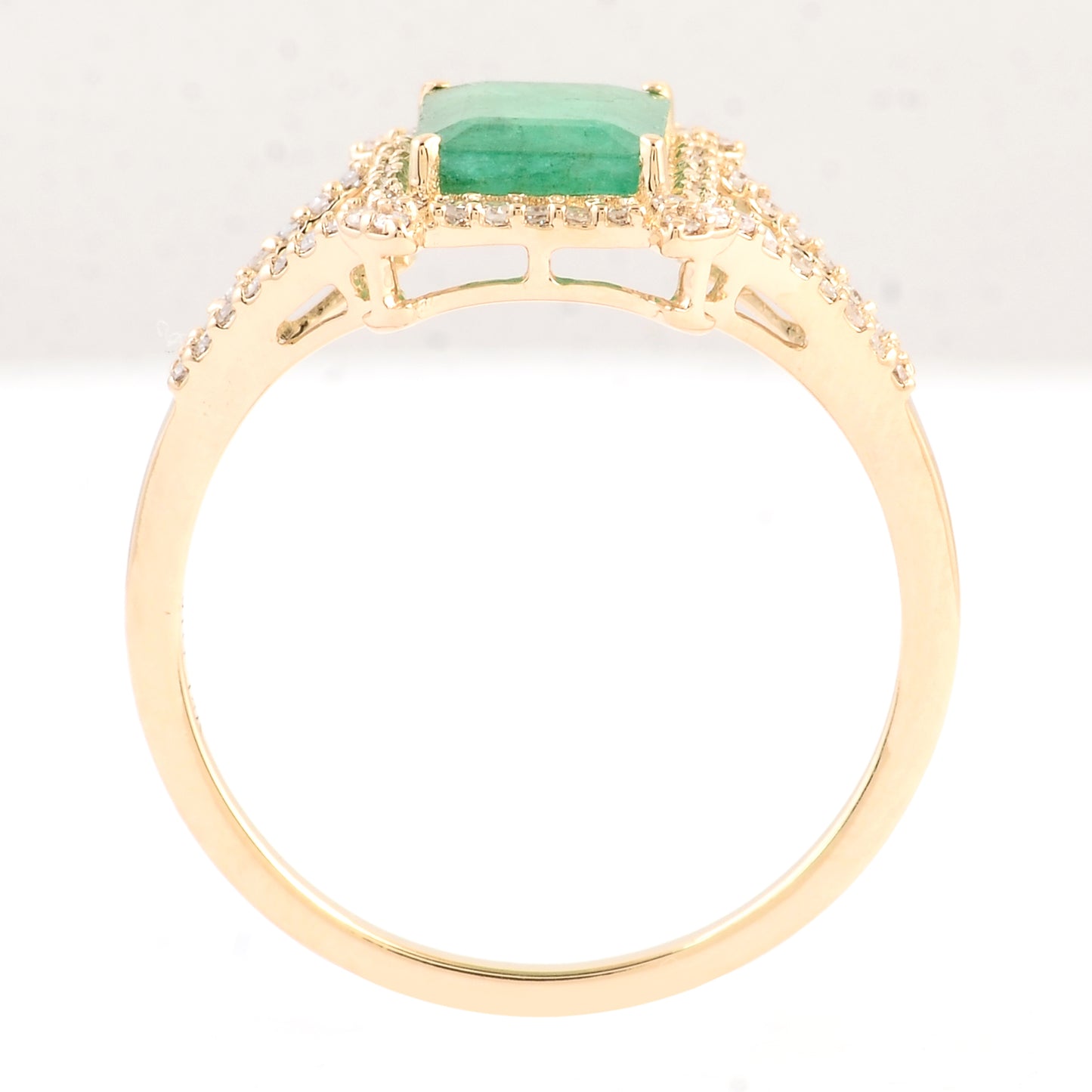 1.39 Ct Emerald Cut Natural Beryl Emerald 14K Gold Ring