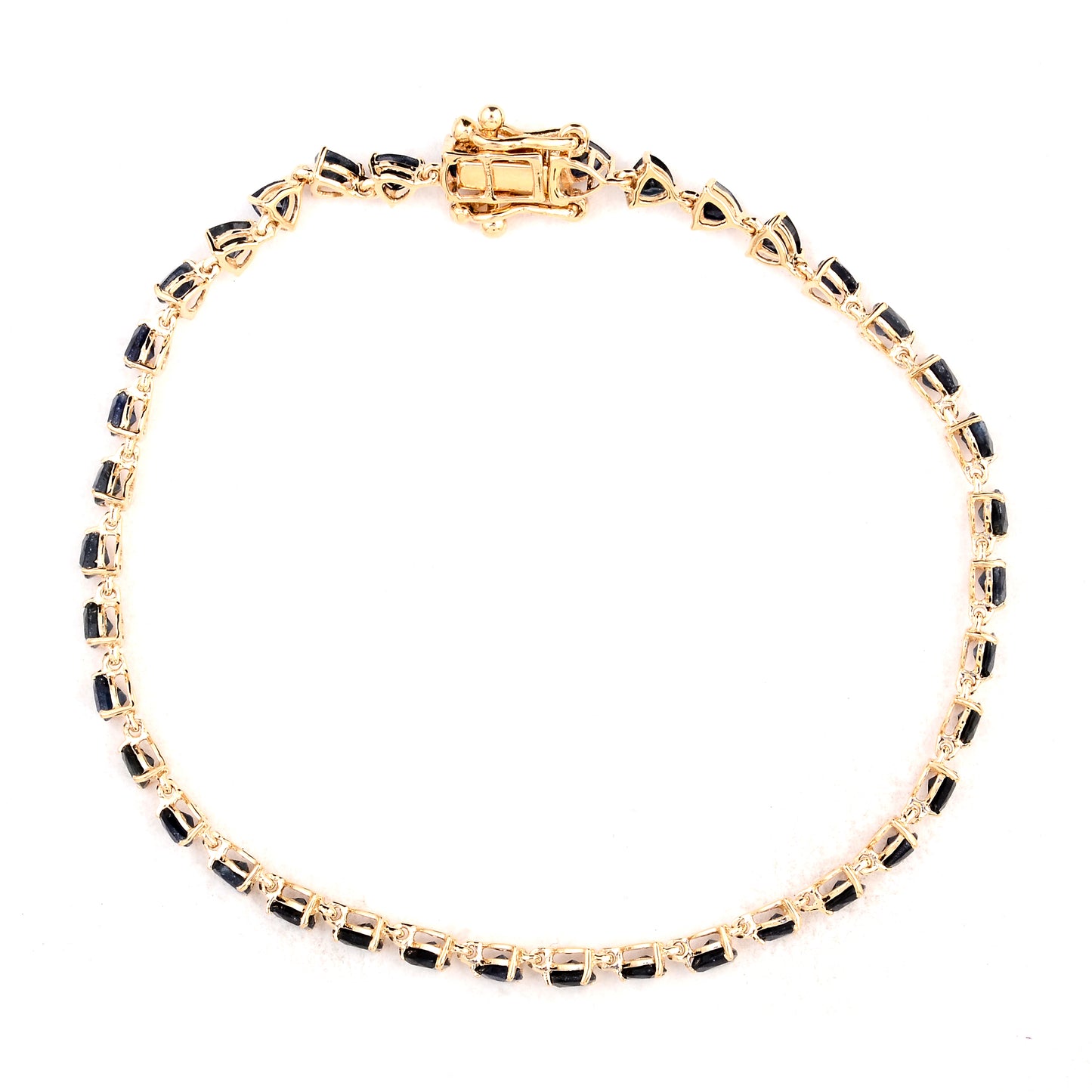 4.90 Ct Trillion Sapphire 14K Gold Bracelet