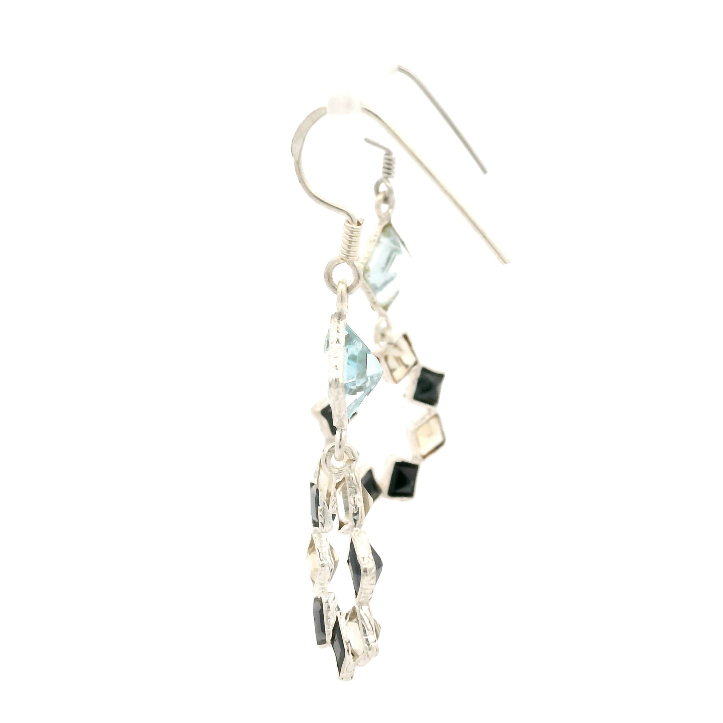11.03 Ct Citrine, Sapphire 925 Sterling Silver Earrings
