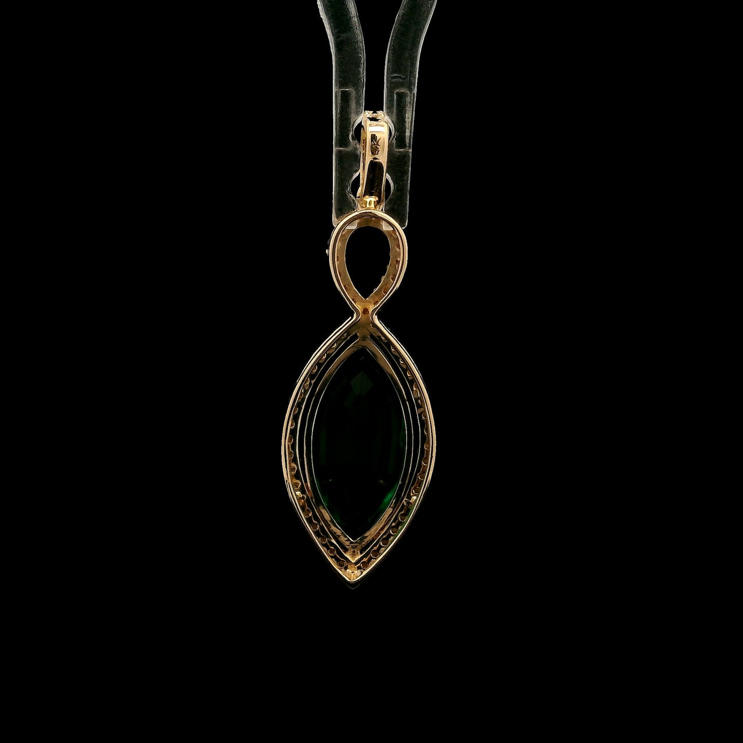 2.95 Ct Marquise Mixed Cut Lab Grown Emerald 14K Gold Pendant