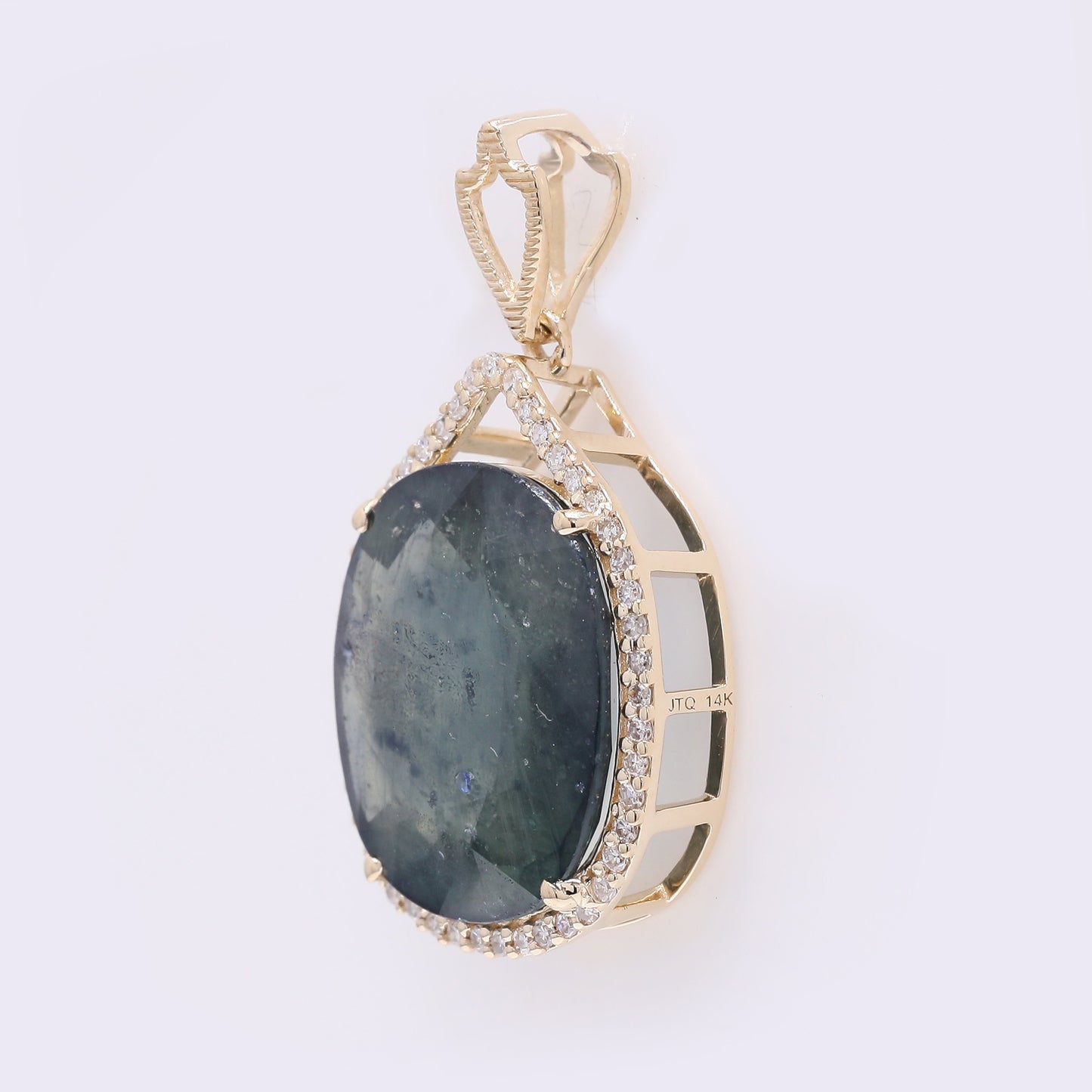 8.42 Ct Cushion Mixed Cut Natural Sapphire 14K Gold Pendant