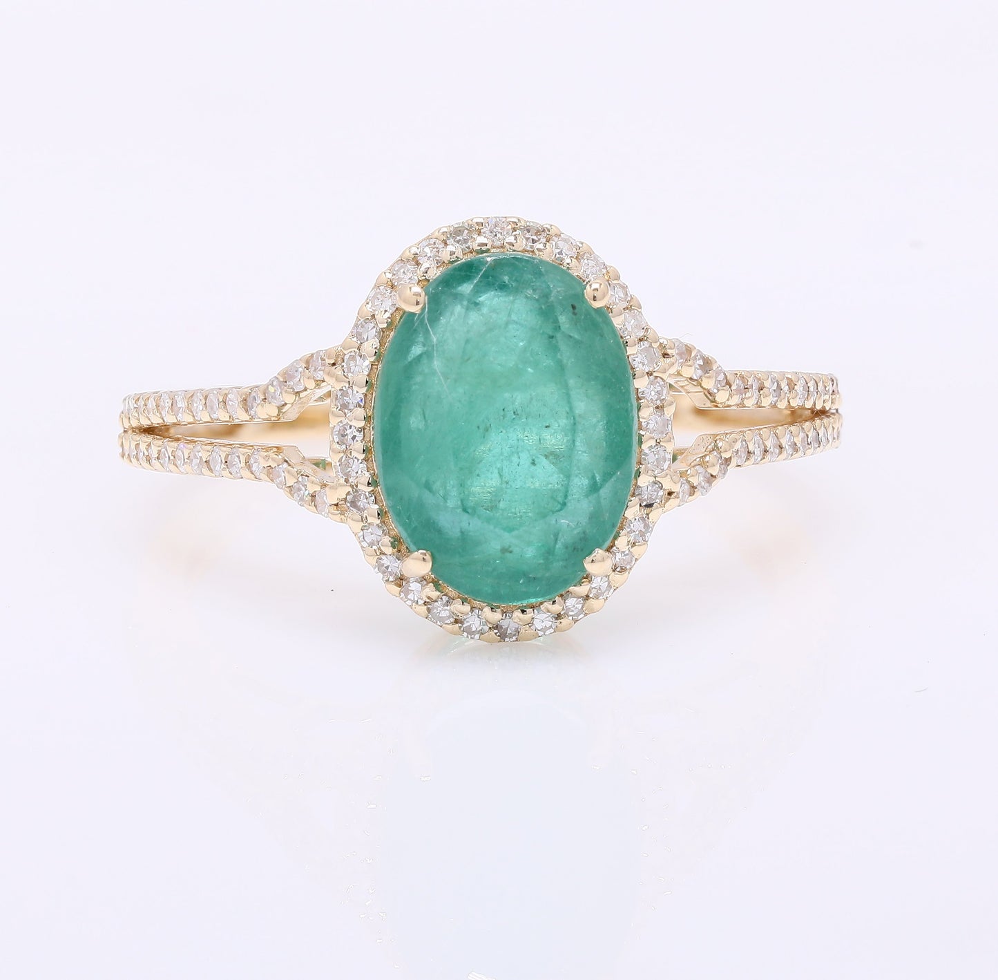 3.50 Ct Oval Mixed Cut Natural Emerald 14K Gold Ring